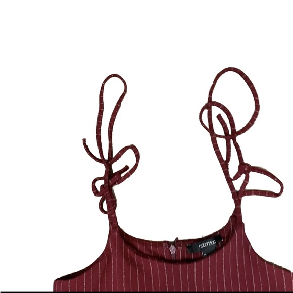 Forever 21 Tank Top Red Casual Striped Spaghetti Tie Strap NWT - Picture 4 of 7